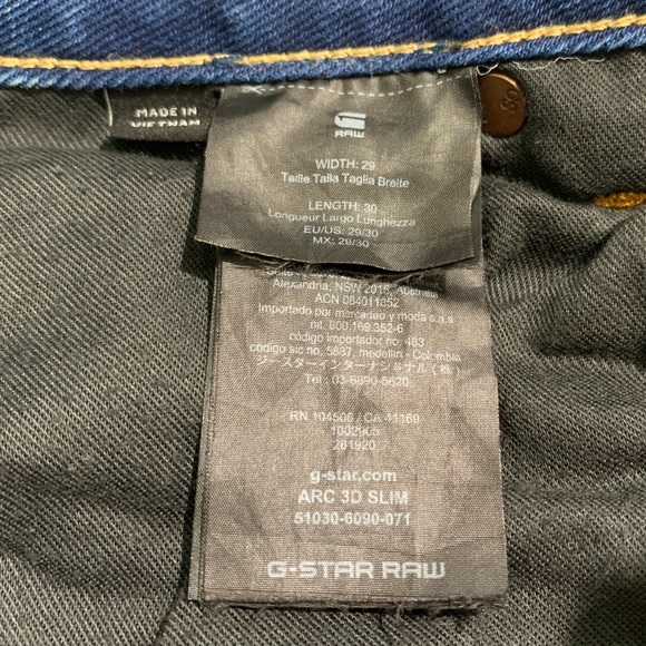 G Star Arc 3D Slim 29W 30L - Picture 8 of 8